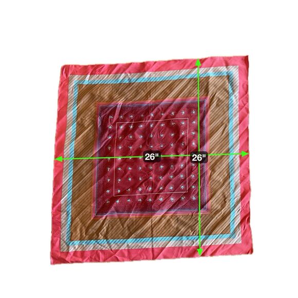 VTG Specialty House Medium Stripe Square Floral Silky Scarf 26" Made Italy Wrap - Picture 9 of 9